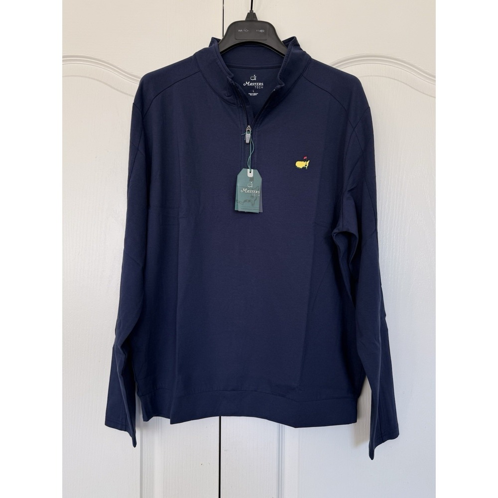 2026 Masters Tech L Navy Blue Solid Quarter 1/4 Zip Golf Pullover Augusta ⛳️🔥